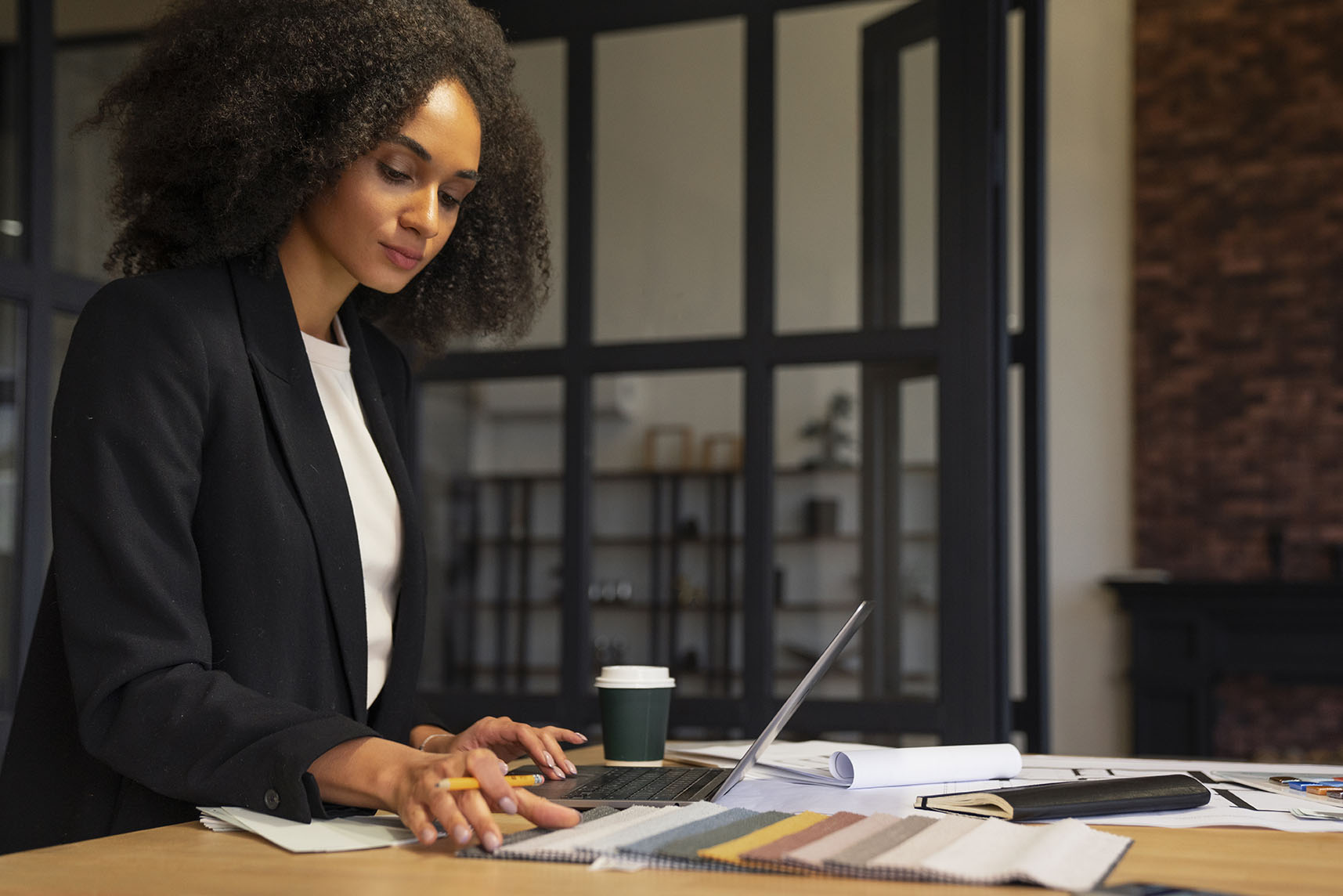 woman working desk