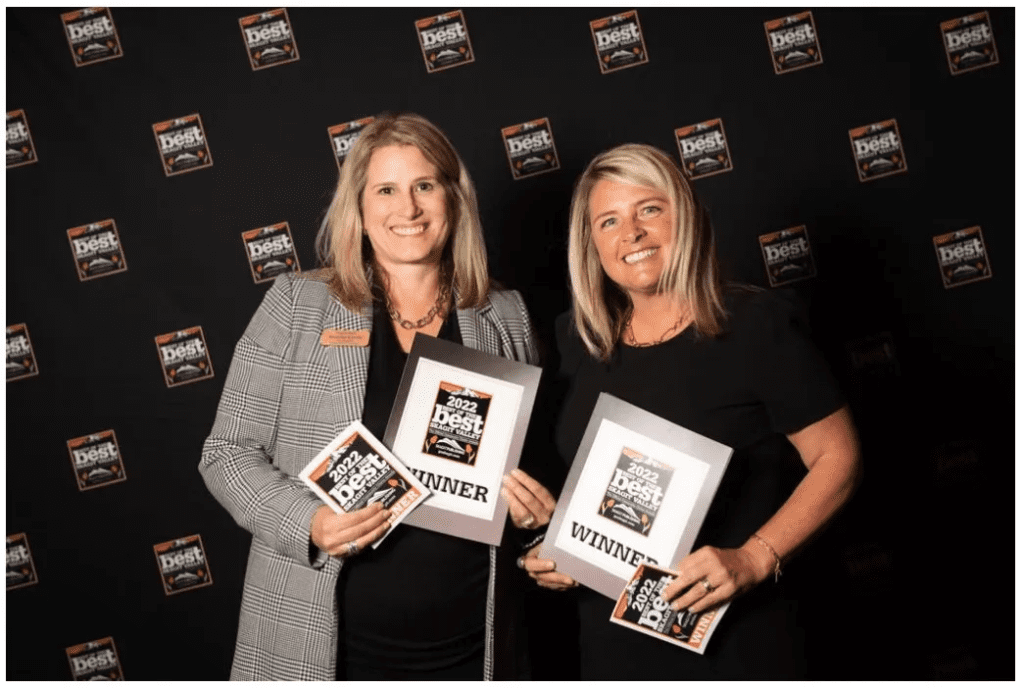 Jennifer Covey, retail district branch manager, and Gina Walsh, real estate loan production manager, represented Peoples Bank at the 2022 ‘Best of the Best’ Skagit Valley Awards. Photo courtesy: Peoples Bank