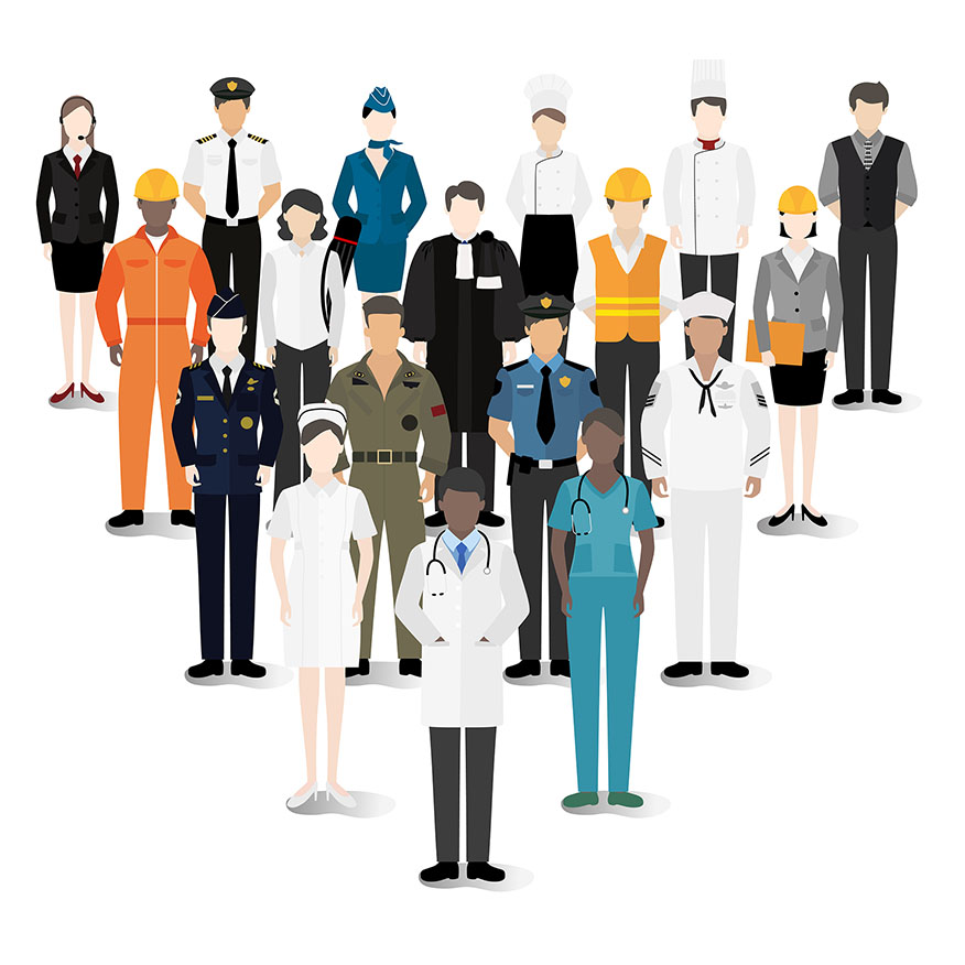 Illustration vector of various careers and professions